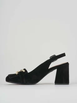 Décolleté e slingback tacco 7cm camoscio nero