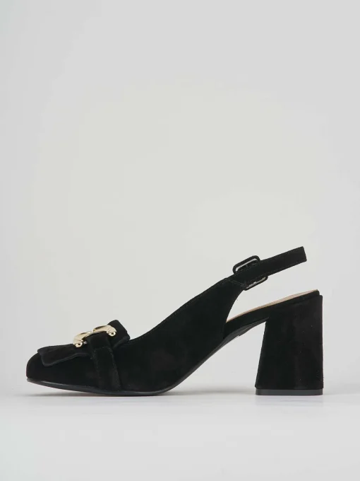 Décolleté e slingback tacco 7cm camoscio nero