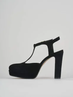 Décolleté e slingback tacco 11cm camoscio nero