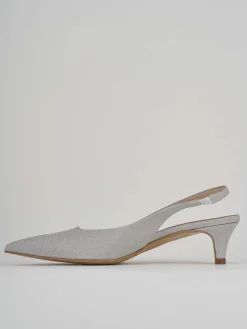 Décolleté e slingback tacco 3cm glitter argento