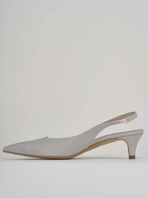 Décolleté e slingback tacco 3cm glitter argento
