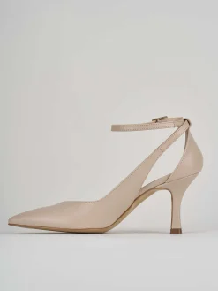 Décolleté e slingback tacco 7cm pelle beige