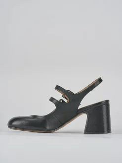 Décolleté e slingback tacco 5cm pelle nero