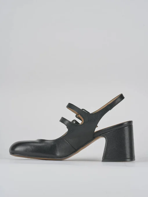 Décolleté e slingback tacco 5cm pelle nero