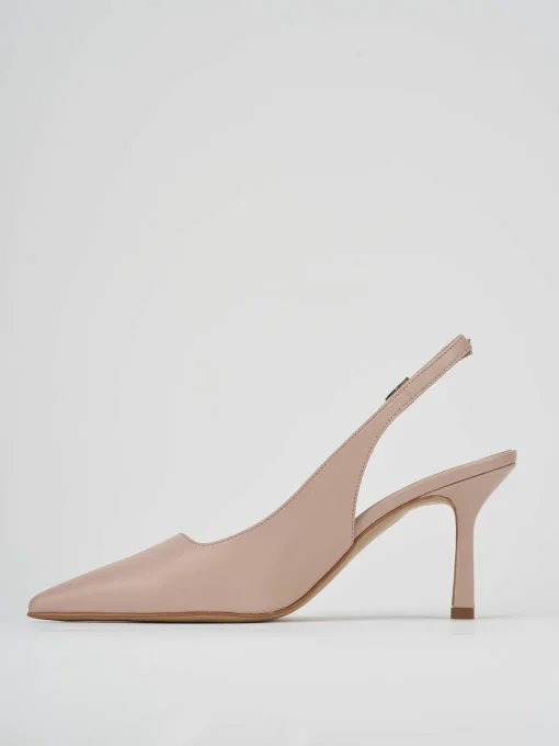 Décolleté e slingback tacco 7cm pelle rosa