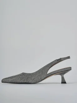Décolleté e slingback tacco 5cm pelle argento