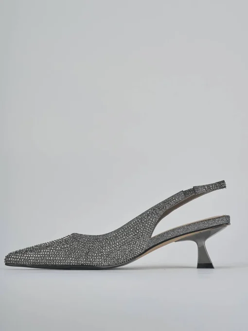 Décolleté e slingback tacco 5cm pelle argento