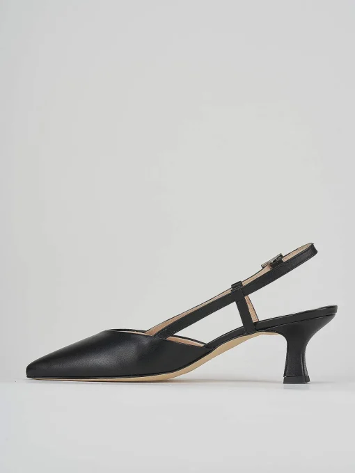 Décolleté e slingback tacco 5cm pelle nero