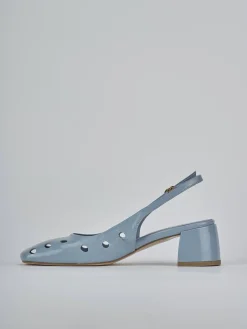 Décolleté e slingback tacco 5cm vernice azzurro