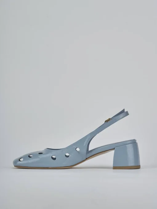 Décolleté e slingback tacco 5cm vernice azzurro