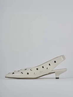 Décolleté e slingback tacco 4cm pelle beige