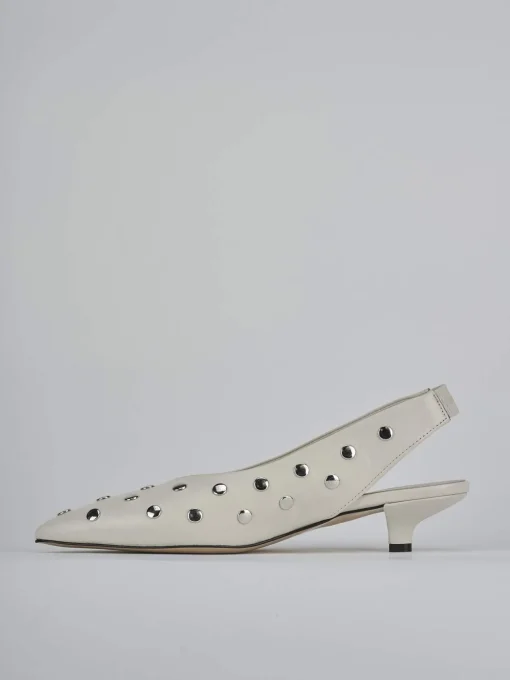 Décolleté e slingback tacco 4cm pelle beige