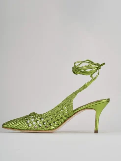 Décolleté e slingback tacco 7cm pelle verde