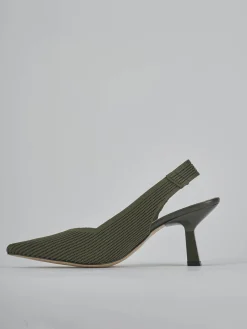 Décolleté e slingback tacco 7cm pelle verde
