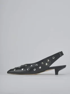 Décolleté e slingback tacco 4cm pelle nero