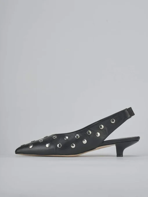 Décolleté e slingback tacco 4cm pelle nero