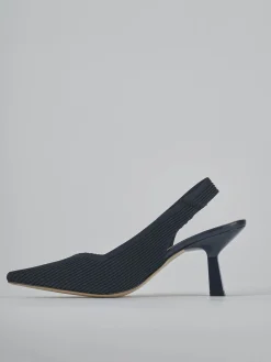 Décolleté e slingback tacco 7cm pelle blu