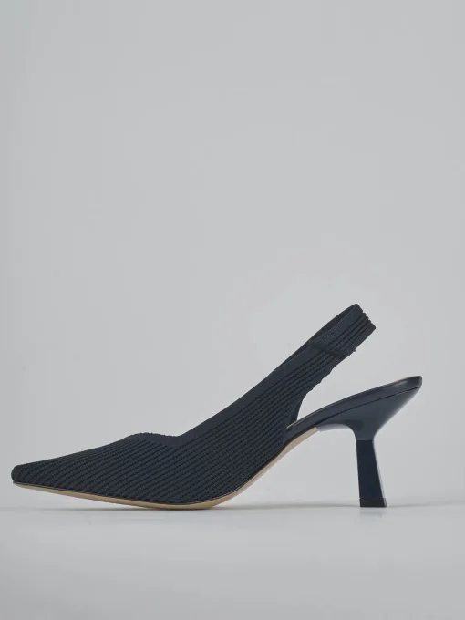 Décolleté e slingback tacco 7cm pelle blu