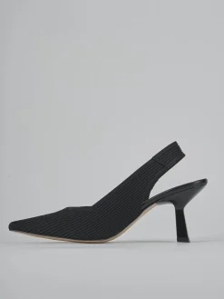 Décolleté e slingback tacco 7cm pelle nero