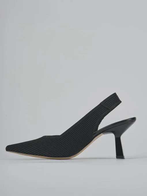Décolleté e slingback tacco 7cm pelle nero