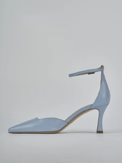Décolleté e slingback tacco 8cm pelle azzurro