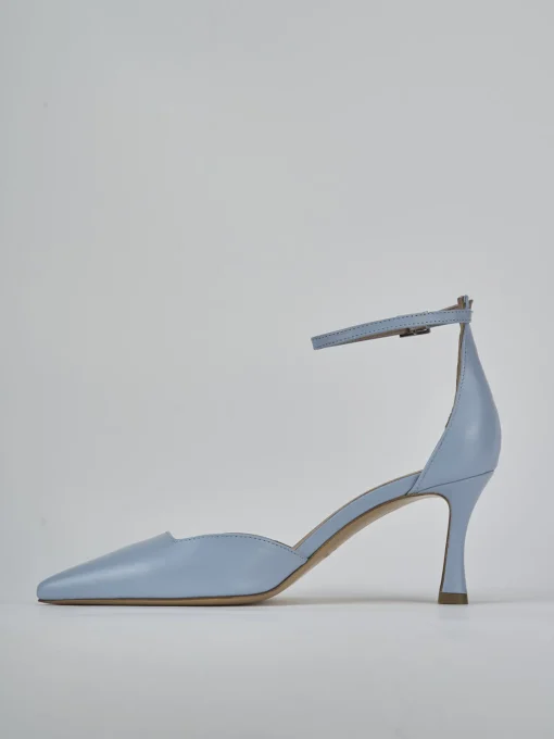 Décolleté e slingback tacco 8cm pelle azzurro