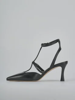 Décolleté e slingback tacco 8cm pelle nero