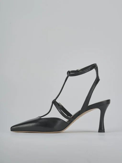 Décolleté e slingback tacco 8cm pelle nero