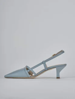 Décolleté e slingback tacco 6cm pelle azzurro