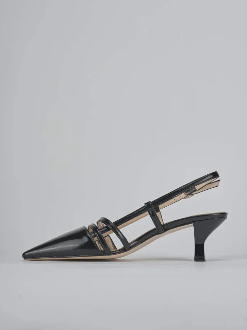 Décolleté e slingback tacco 6cm vernice nero