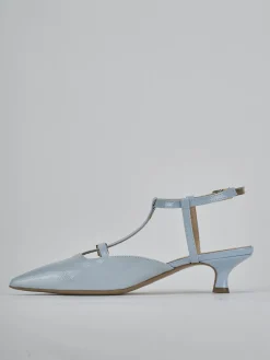 Décolleté e slingback tacco 4cm vernice azzurro
