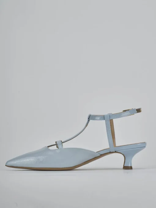 Décolleté e slingback tacco 4cm vernice azzurro