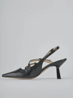 Décolleté e slingback tacco 7cm pelle nero