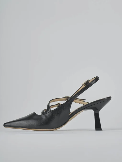 Décolleté e slingback tacco 7cm pelle nero