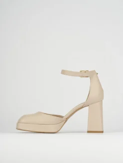 Décolleté e slingback tacco 9cm pelle beige
