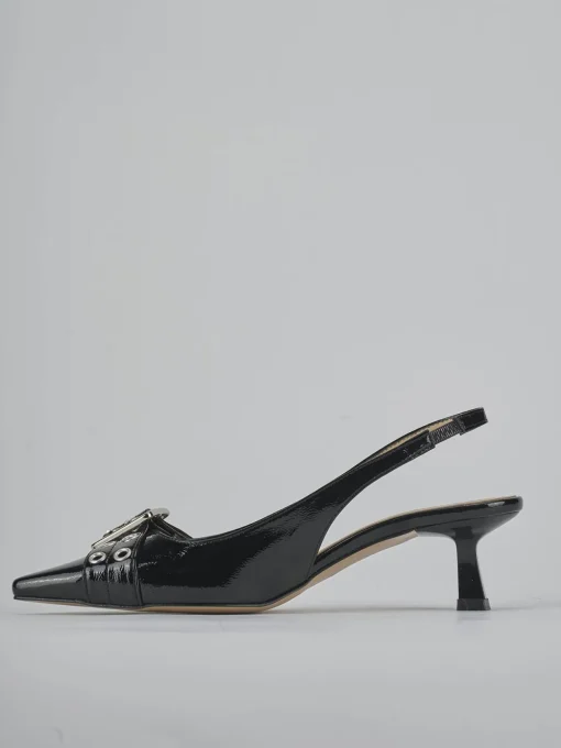 Décolleté e slingback tacco 7cm vernice nero