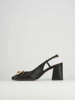 Décolleté e slingback tacco 8cm pelle nero