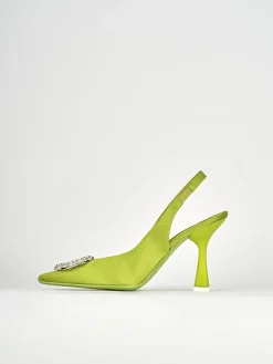 Décolleté e slingback tacco 9cm raso verde