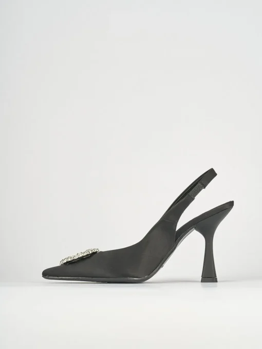 Décolleté e slingback tacco 9cm raso nero