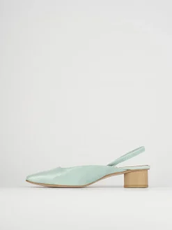 Décolleté e slingback tacco 4cm vernice azzurro