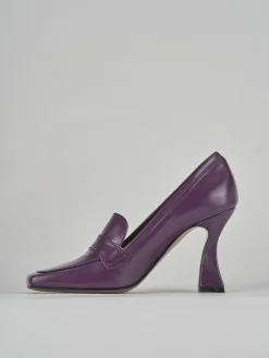 Décolleté e slingback tacco 9cm pelle viola