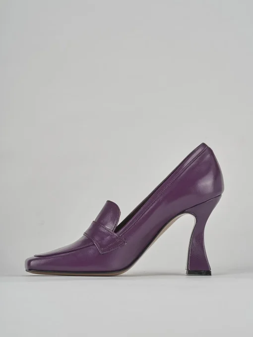 Décolleté e slingback tacco 9cm pelle viola