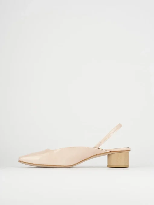 Décolleté e slingback tacco 4cm vernice rosa