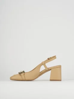 Décolleté e slingback tacco 6cm pelle marrone
