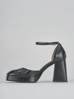 Décolleté e slingback tacco 7cm pelle nero