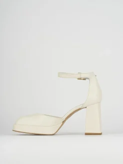 Décolleté e slingback tacco 9cm pelle bianco