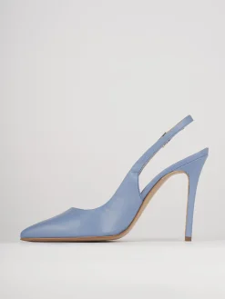 Décolleté e slingback tacco 11cm pelle azzurro