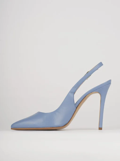 Décolleté e slingback tacco 11cm pelle azzurro