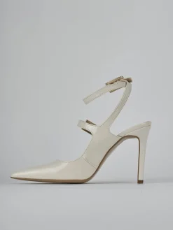Décolleté e slingback tacco 9cm vernice bianco