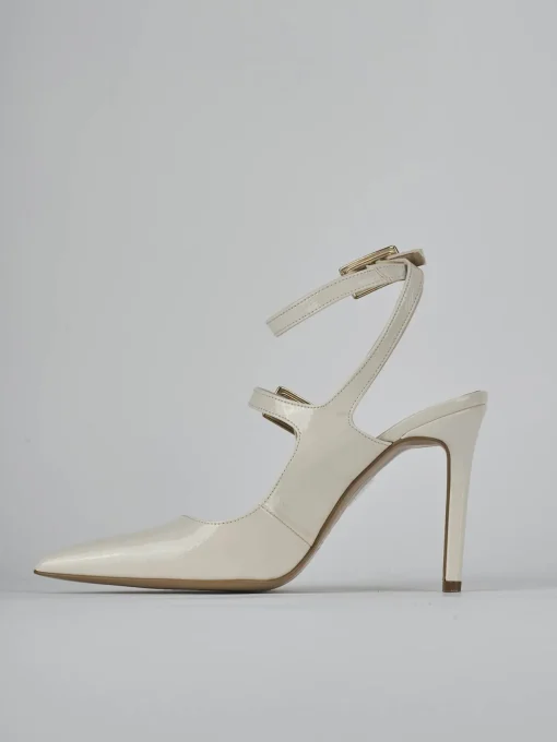 Décolleté e slingback tacco 9cm vernice bianco